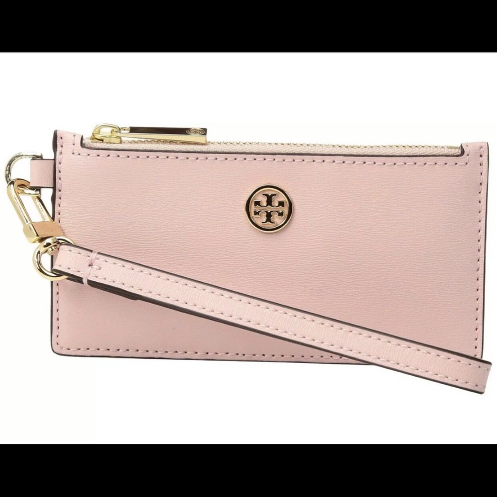 Tory Burch Parker Zip Wristlet Card Case Pink NWOT